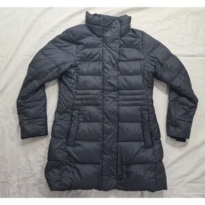 MARMOT Black 700% FILL POWER DUCK DOWN COAT JACKET Sz L Fleece Lined Magnetic